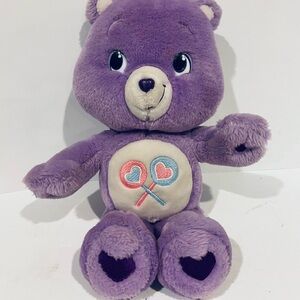 JAKKS CARE BEAR SHARE BEAR 2007 Heart Lollipops Purple Plush Stuffed Animal
